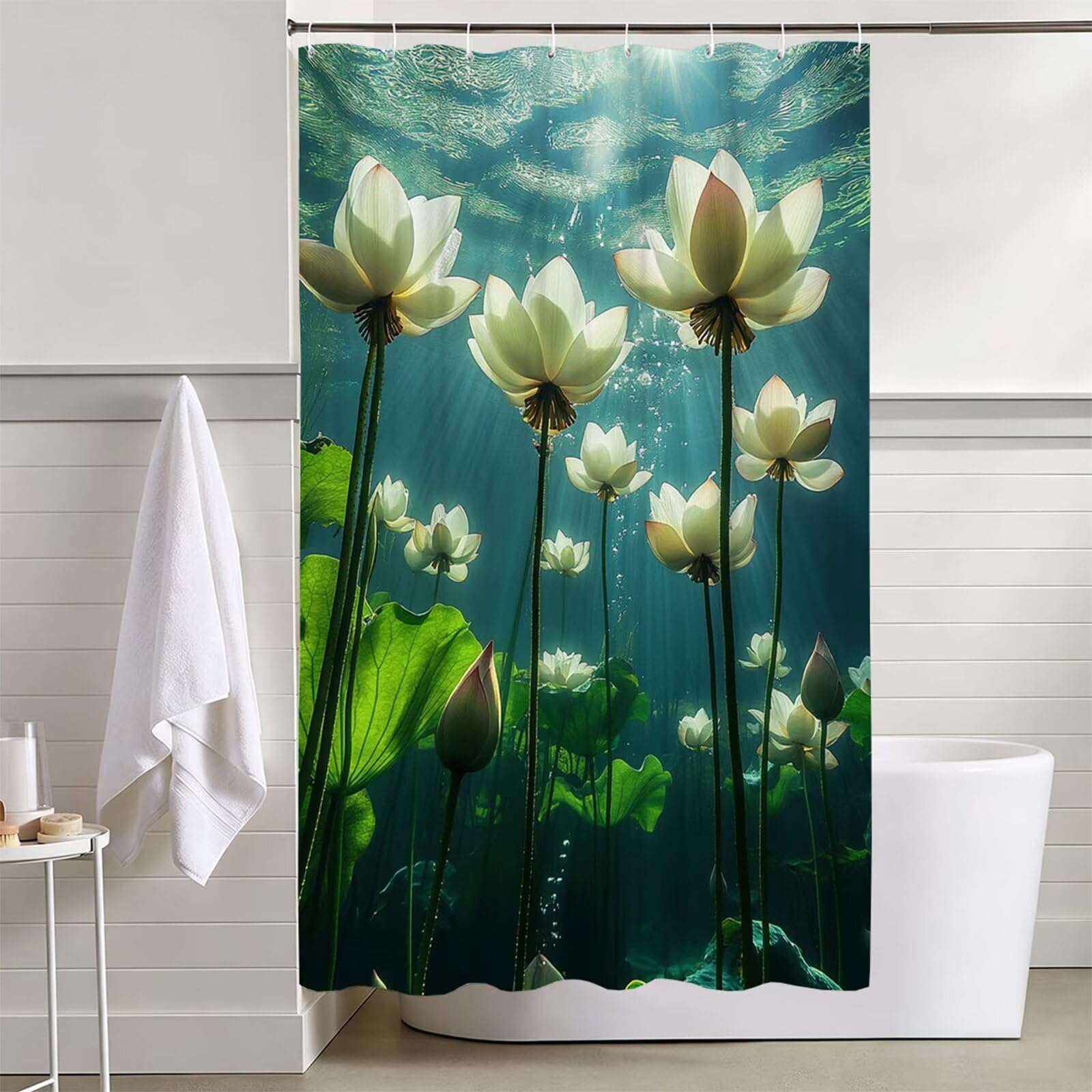 Grün Duschvorhang, 150x180cm Duschvorhang Badewanne L-8