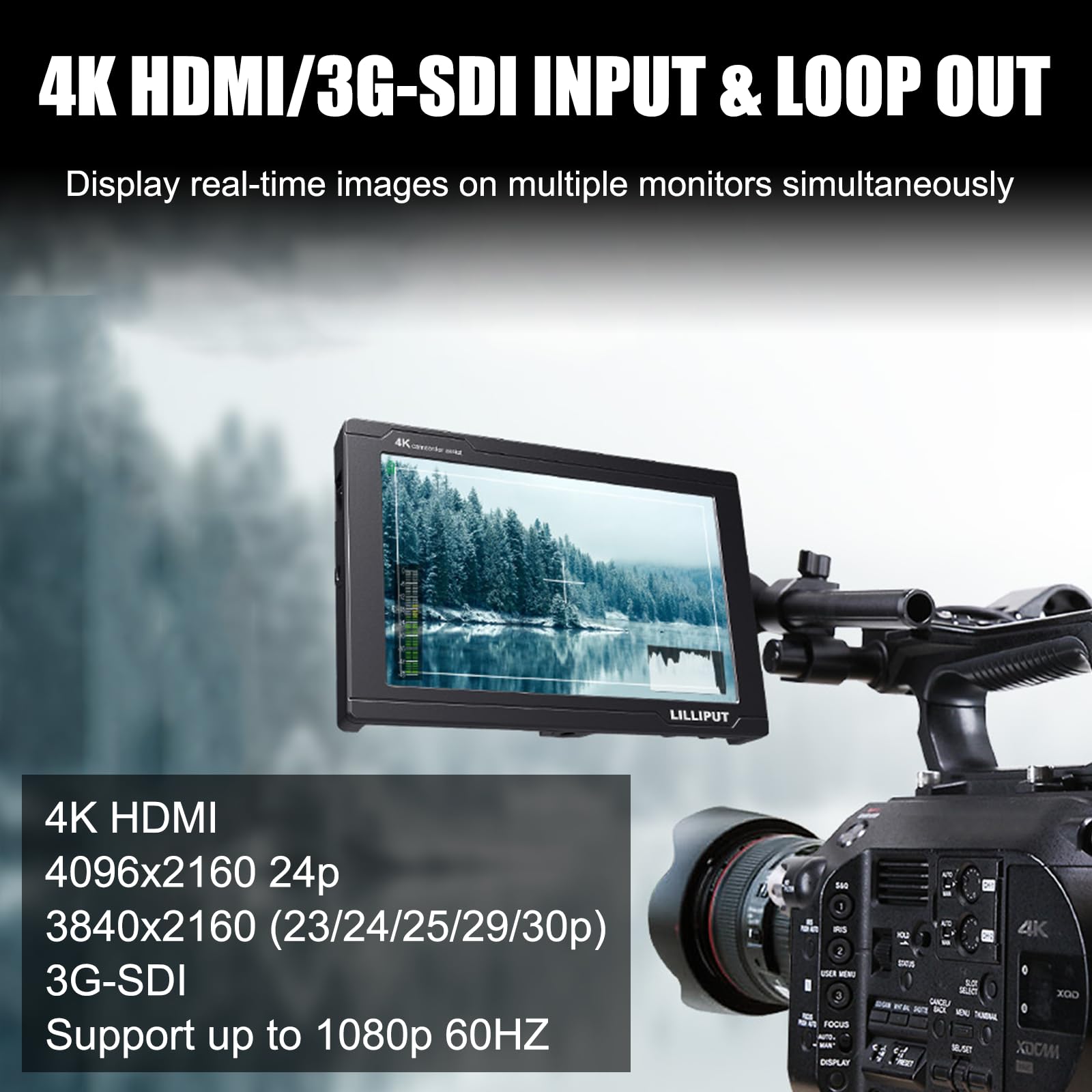 LILLIPUT FS7 7 pollici Telecamera Field Monitor Full HD 1920x1200 IPS Monitor Camera con forma d'onda, Vectorscope & Istogramma, 4K HDMI & 3G-SDI Ingresso/Uscita – DSLR Monitor für Regisseure und