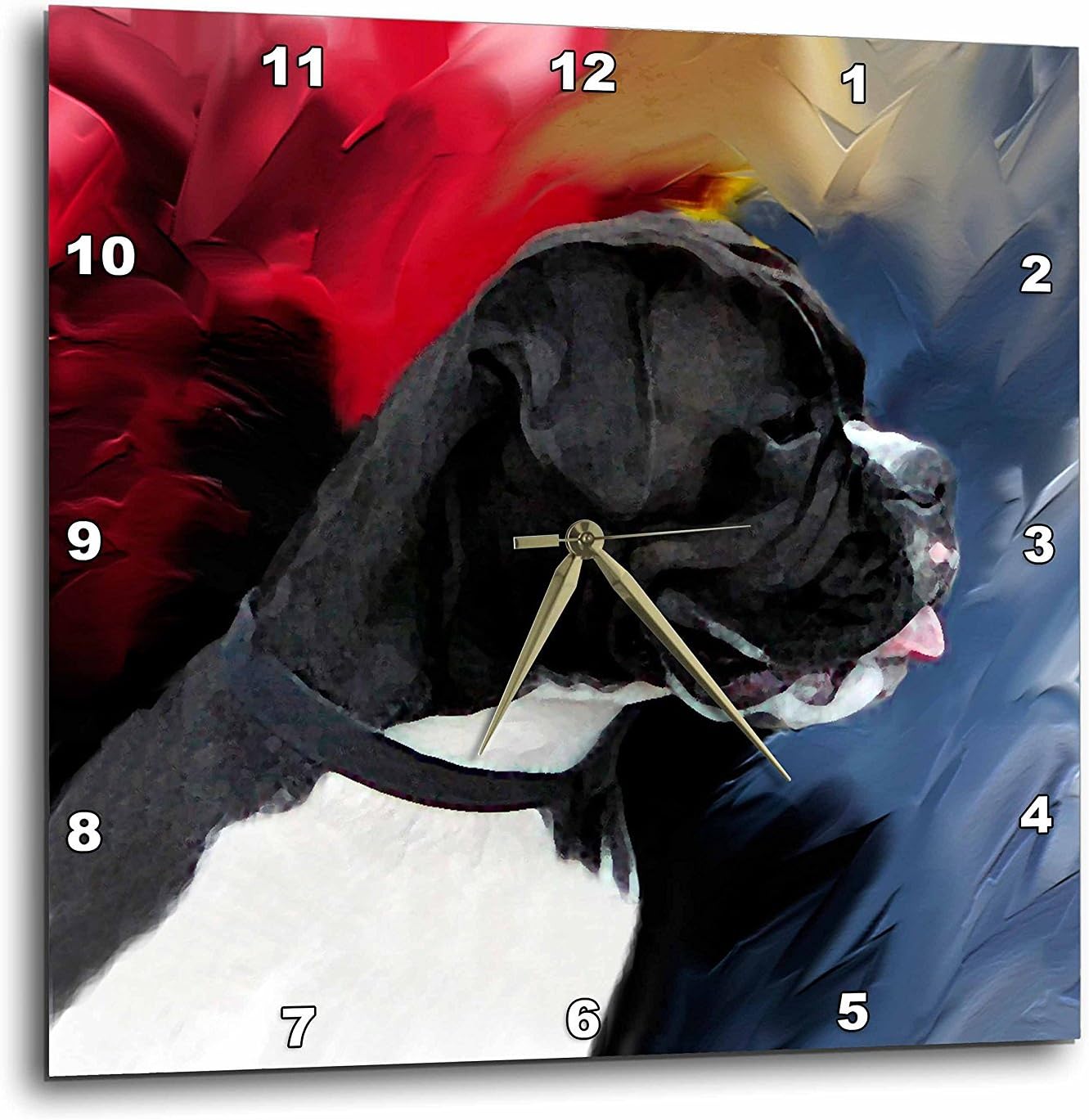 3dRose DPP_3976_1 Black White Boxer Wall Clock, 10 by 10-Inch