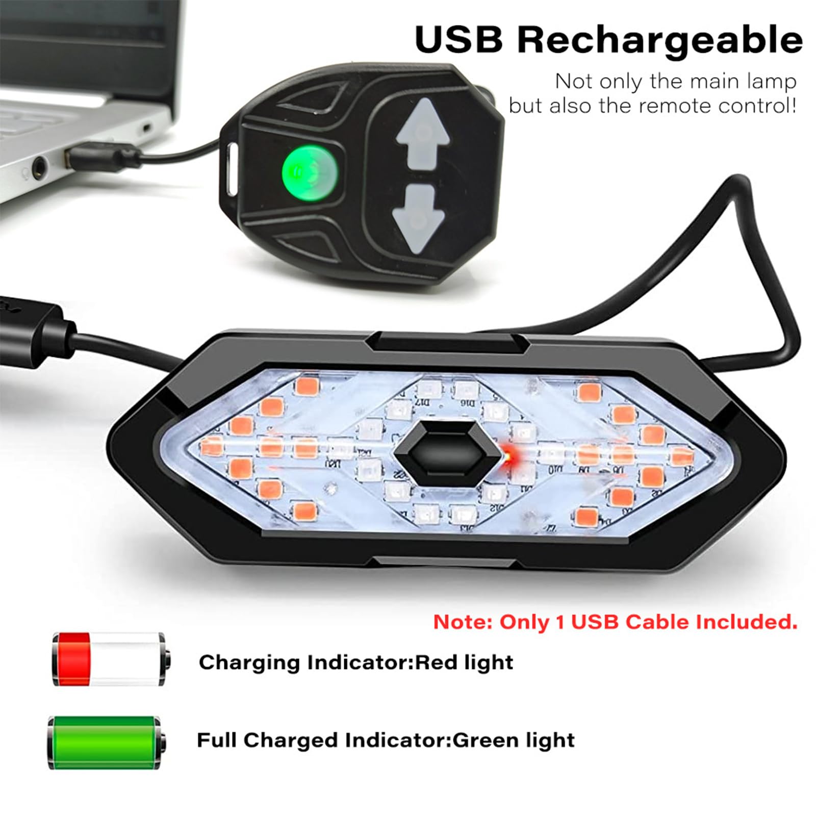 Indicatore di direzione per bicicletta con telecomando, ricaricabile USB, luce posteriore per bicicletta, con 120 dbHorn, IPX4, impermeabile, per bici da corsa, MTB, e-bike