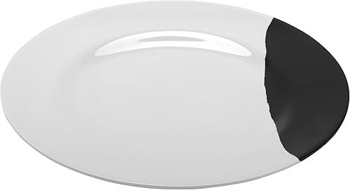 G.E.T. BF-9-WBK Bold - Plato llano de melamina con borde ancho, 9 pulgadas, blanconegro (juego de 12)