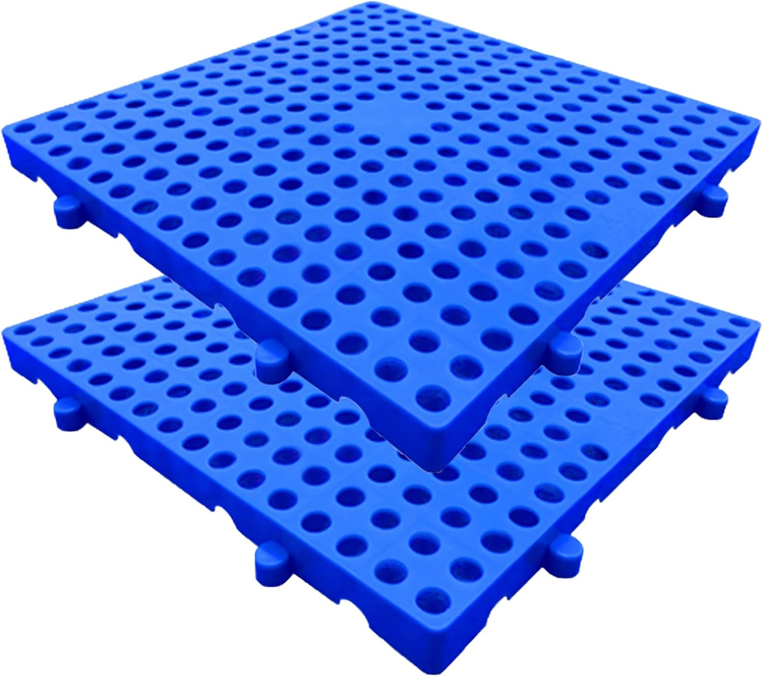 Ventilation Plastic Pallets, 4 Pcs Lightweight Breathable Grid Floor Pallet, Splicable Water Proof HDPE Wear Resistant Storage Pad for Supermarket Basement,50x50x3cm