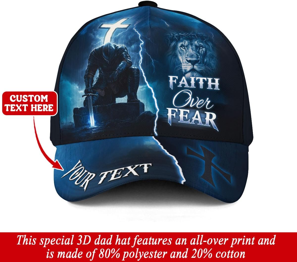 Personalized Faith Over Fear Hats for Men Women, Custom Christian Gifts for Men, Christian Hats for Men, Jesus Hat