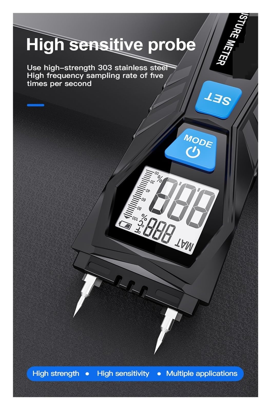 Misuratore di umidità del Legno Digitale Igrometro Rilevatore Sonda ad Alta precisione 0-75% Display LCD Piccolo Errore