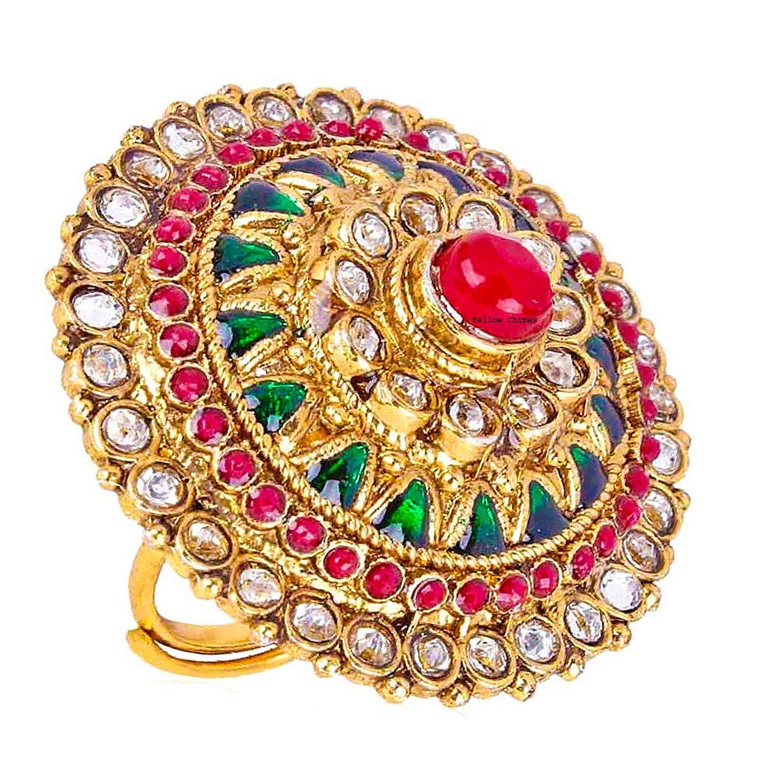 Kairangi Rings for Women and Girls | Traditional Pink and Gold Cocktail Ring | Adjustable Stone Rings | Gold Plated Big Ring | Floral Shaped Finger Ring for Women | Birthday Gift for Girls and Women (B0CT8TYN97) Amazon Price History, Amazon Price Tracker