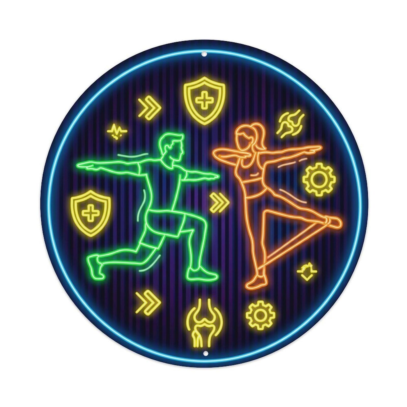 Vintage Faux Neon Gym Retro Bodybuilding Prehab Metal Tin Sign