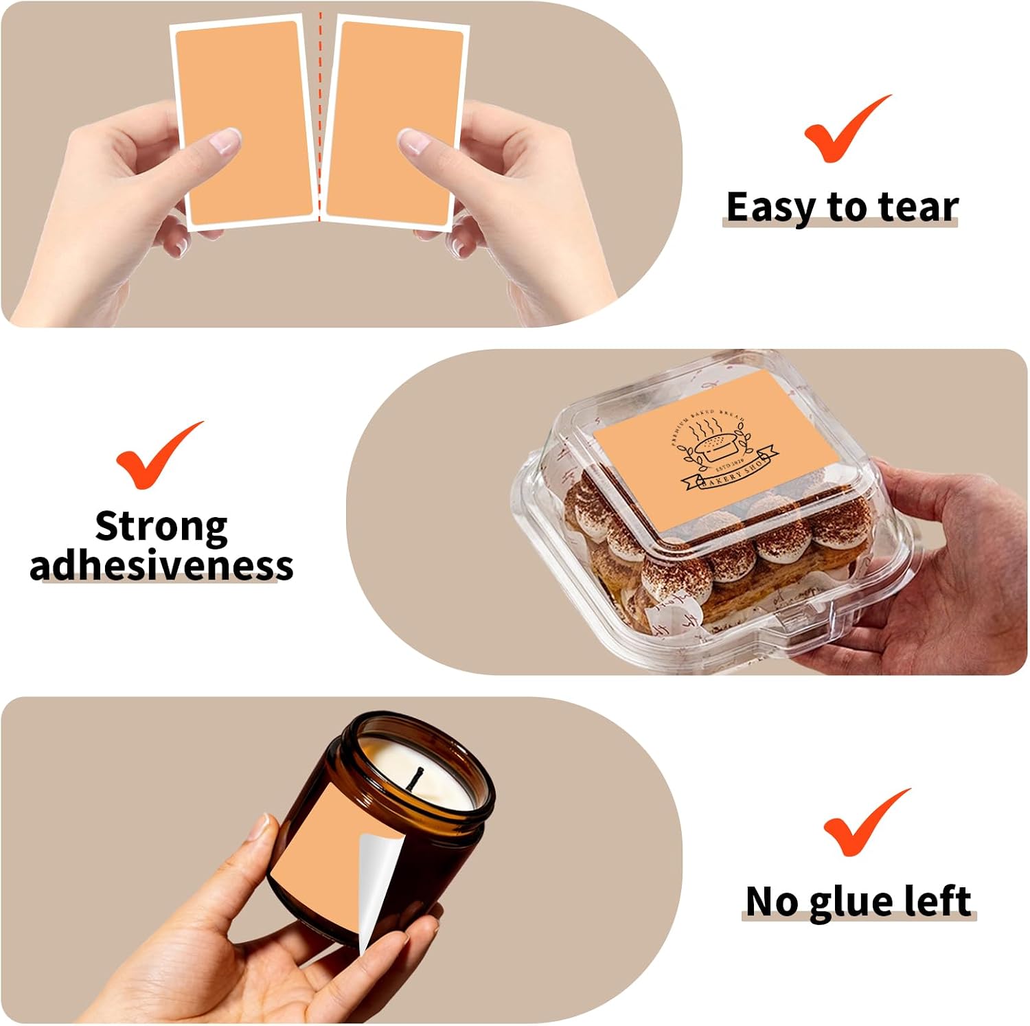 500 Labels/Roll 2" x 3" Apricot Thermal Labels, Self-Adhesive Rectangle Kraft Sticker for Candle, Soap, Mason Jar, Ingredients, Address, Small Business image 4
