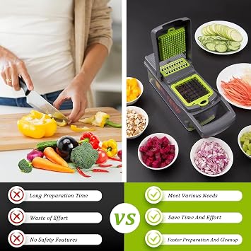 Vegetable Chopper Manual Food Slicer Dicer | Interchangeable Blades, Grater, Julienne, For Onion Potato Salad, Kitchen Tools & Gadgets