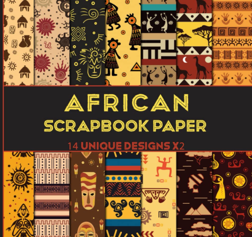 African Scrapbook Paper 14 Unique Designs X2, Decorative Craft Paper for Celebrating and