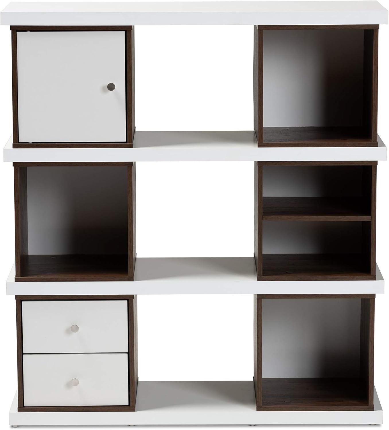 Baxton Studio Bookcases, White/Walnut