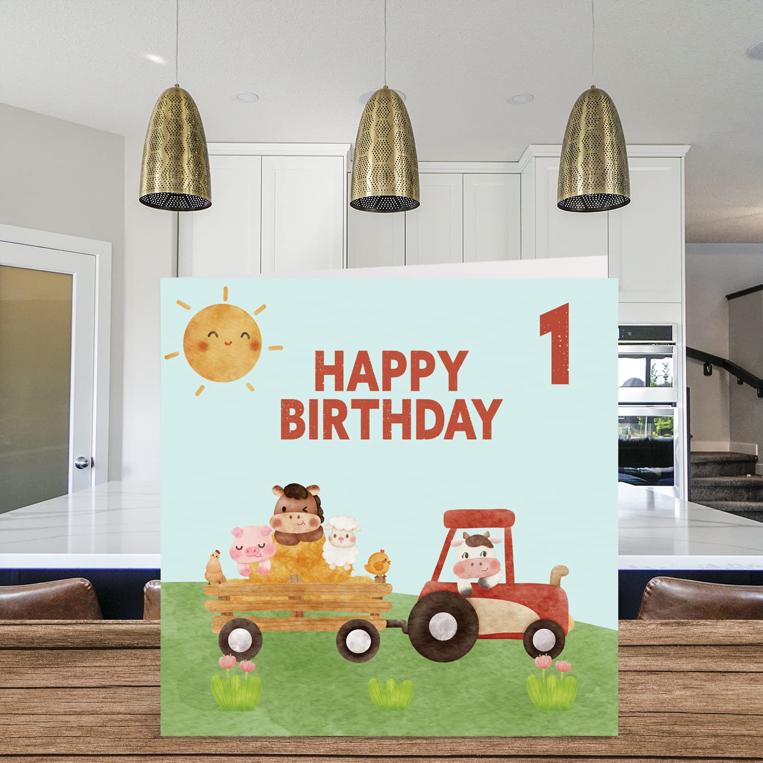 Biglietto di auguri di compleanno personalizzato stampato per QUALSIASI ETÀ con simpatici animali da fattoria, figlio, figlia, nipote, nipote, sorella, nipote, nipote - Italia