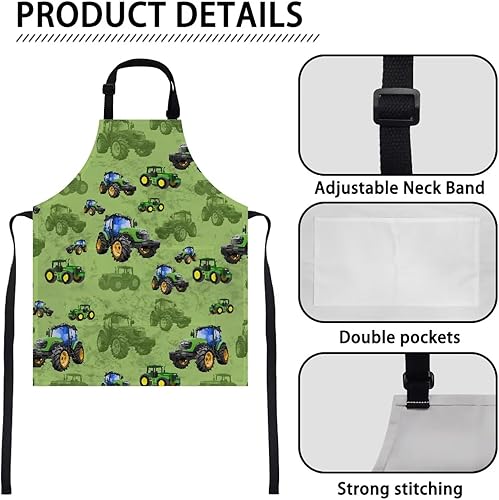 Miniatura 5 de Delantales de cocina para niños y niñas, delantales de pintura con bolsillos, delantales ligeros con correa ajustable