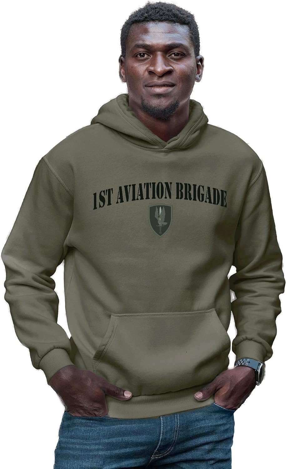 Military Productions US Army 1st Aviation Brigade Subdued Hooded Sweatshirt Officially Licensed
