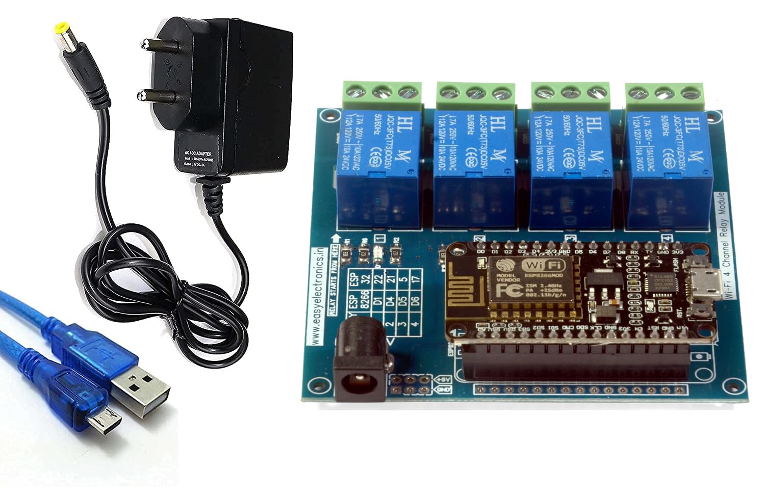 Easy Electronics Node MCU Based 4-Channel Relay Board Micro Controller Board Electronic WITH COMBO OF 3