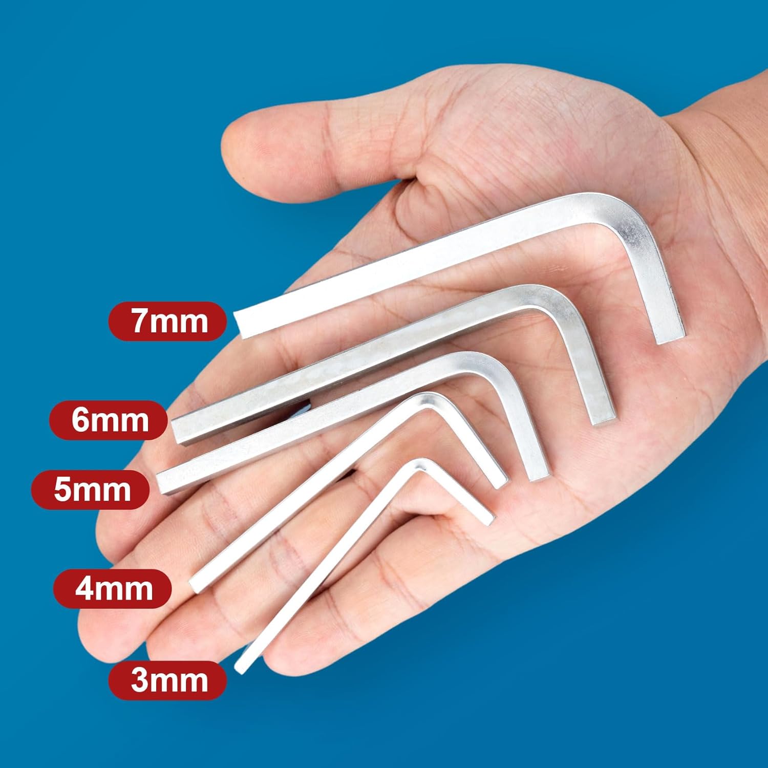5pcs L Shaped Square Head Wrench Set, 3/4/5/6/7 mm, Chromium Vanadium Steel Allen Wrench for Pocket Hole Screws