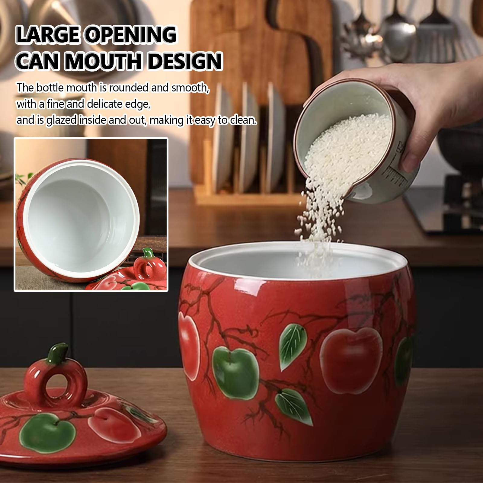 Ceramiczny hermetyczny słoik do przechowywania z pokrywką, kuchenny pojemnik na żywność o dużej pojemności na płatki śniadaniowe, mąkę, cukier i kawę