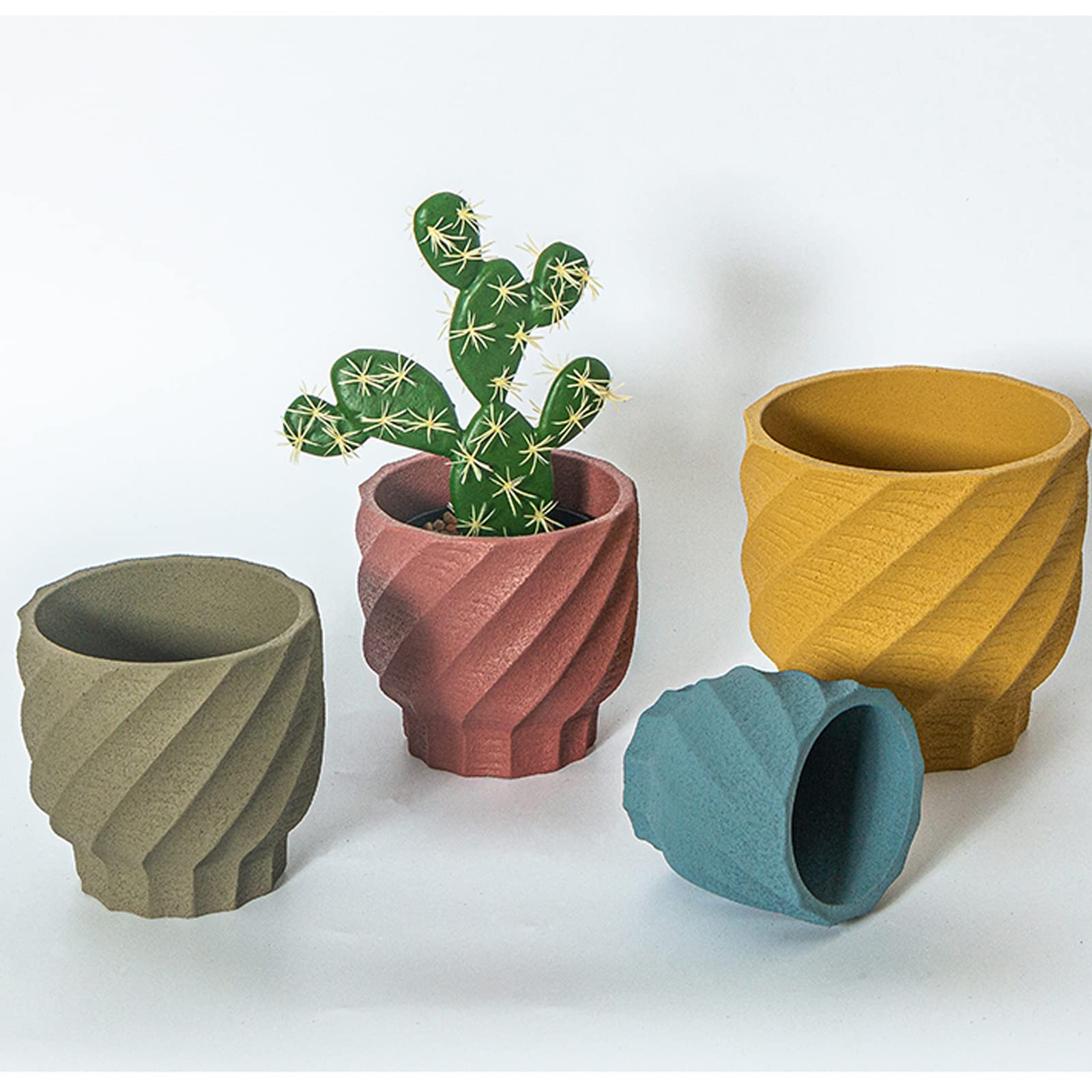 Vasi da Giardino Vaso da Fiori in Cemento con Motivo vorticoso, vasi da Fiori da 4/5/6 Pollici Vaso Decorativo Moderno con Foro di drenaggio per Desktop Domestico
