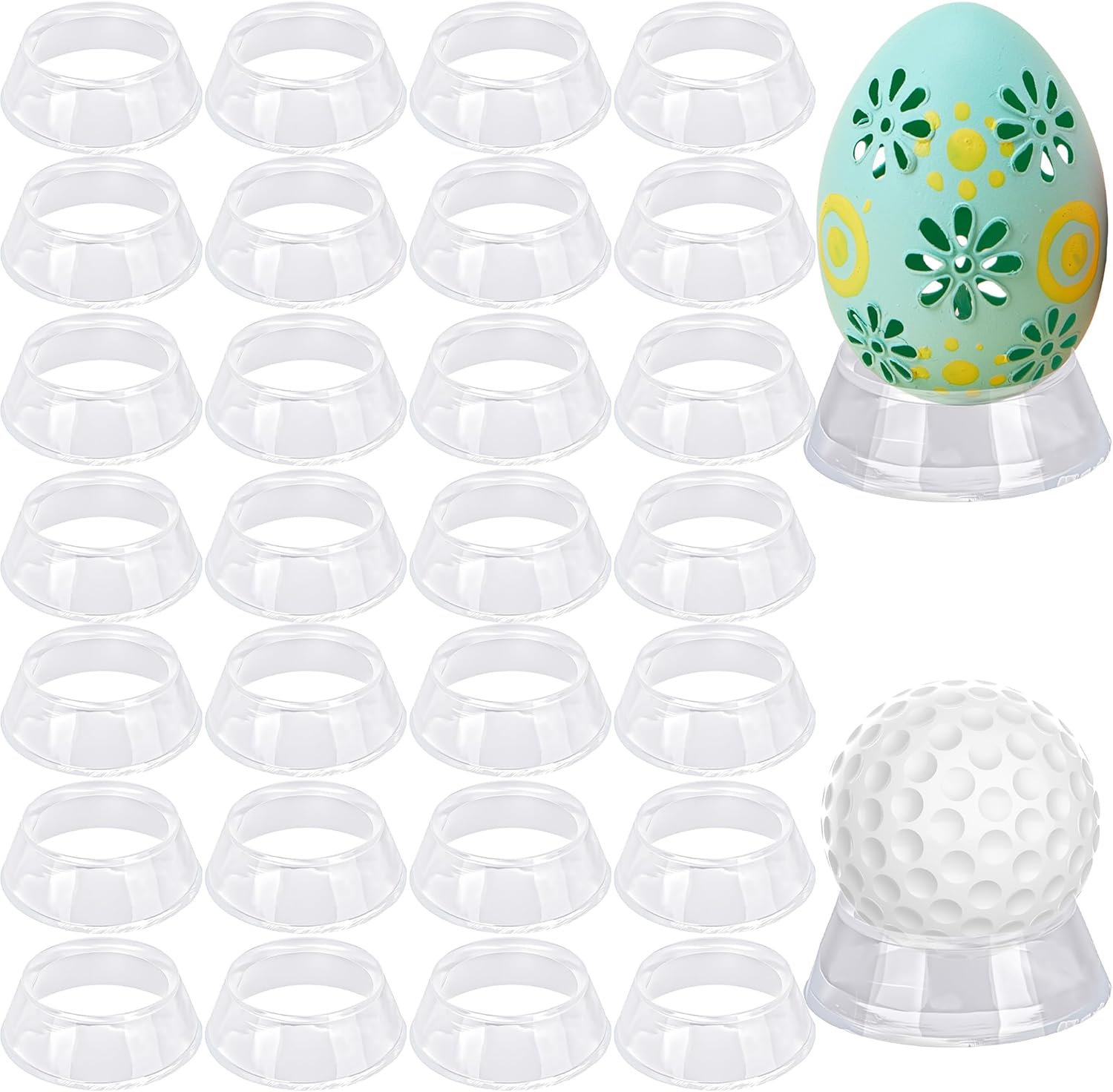 30 Pcs Plastic Sphere Stands Easter Eggs Display Stand Clear Round Mini Ball Display Holder for Balls Marbles Collections Easter Party Home Decor