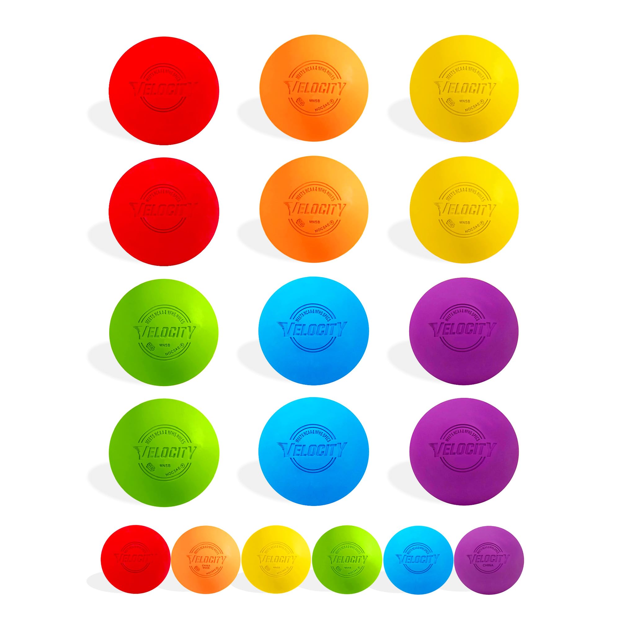 Velocity Lacrosse Balls - 60 Packs - Official NFHS and College Approved Size - Multi Color