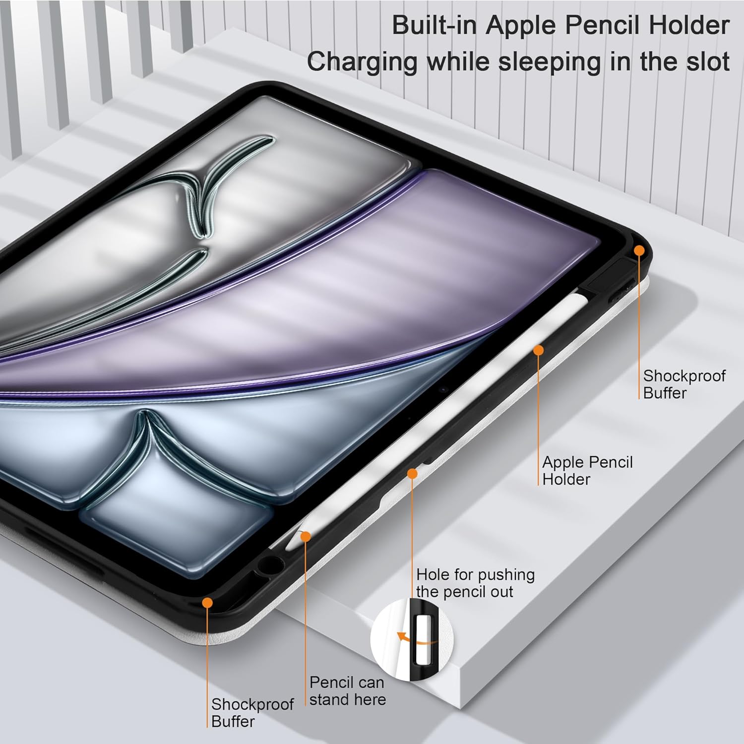 MEEgoodo Case for iPad Air 13 inch 2025 2024 (M3/M2), Tablet Cases with Trifold Stand + Pencil Holder + Auto Wake/Sleep + Soft TPU Back Cover, Beautiful Fantasy Flower - Image 3