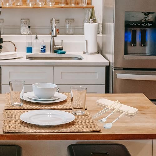 Miniatura 7 de Luxshiny Juego de utensilios de viaje reutilizables cuchillos tenedores vajilla portátil de campamento cubiertos utensilios de comer para oficina