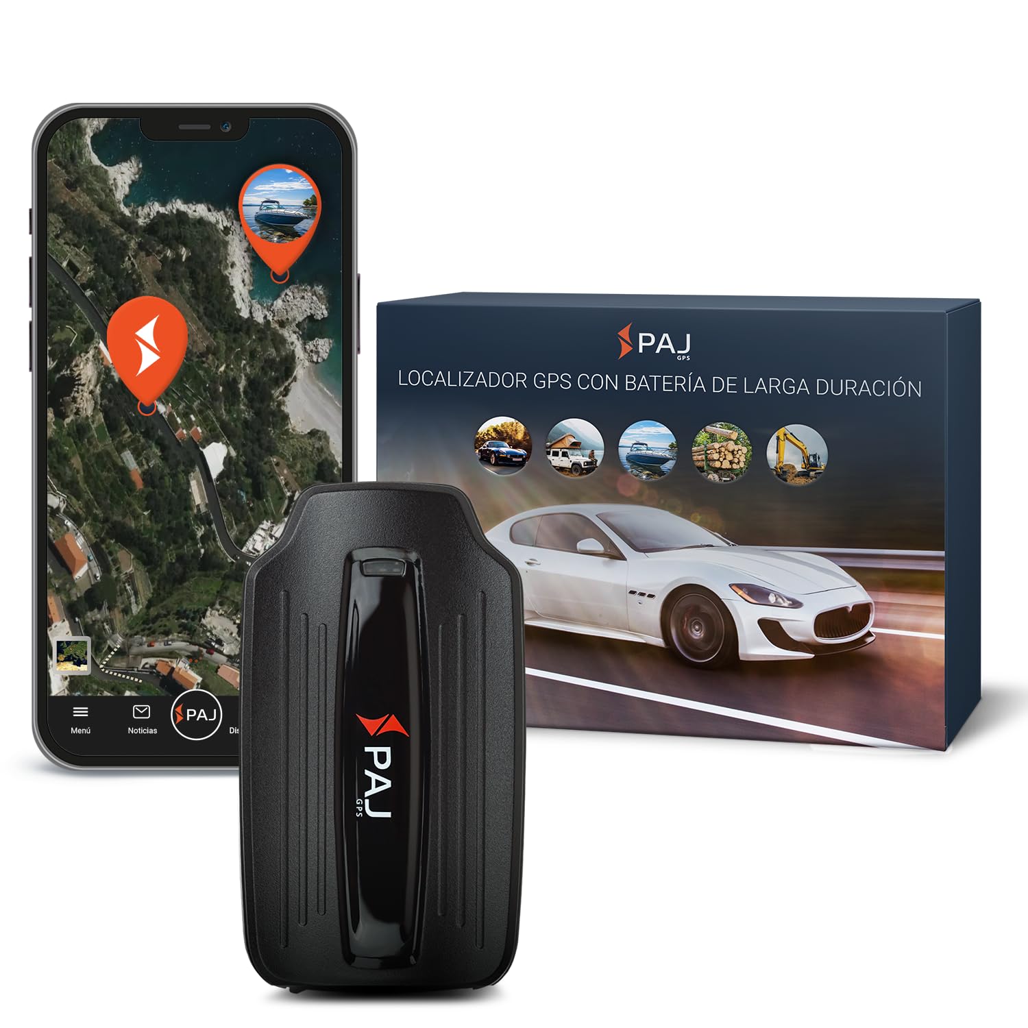 PAJ Power Finder 2G - Localizador GPS con Imán para Coches, Otros Vehículos y Maquinaria - Seguimiento en Tiempo Real, Historial de Rutas y Alarmas - Batería de hasta 90 Días (Modo Espera)