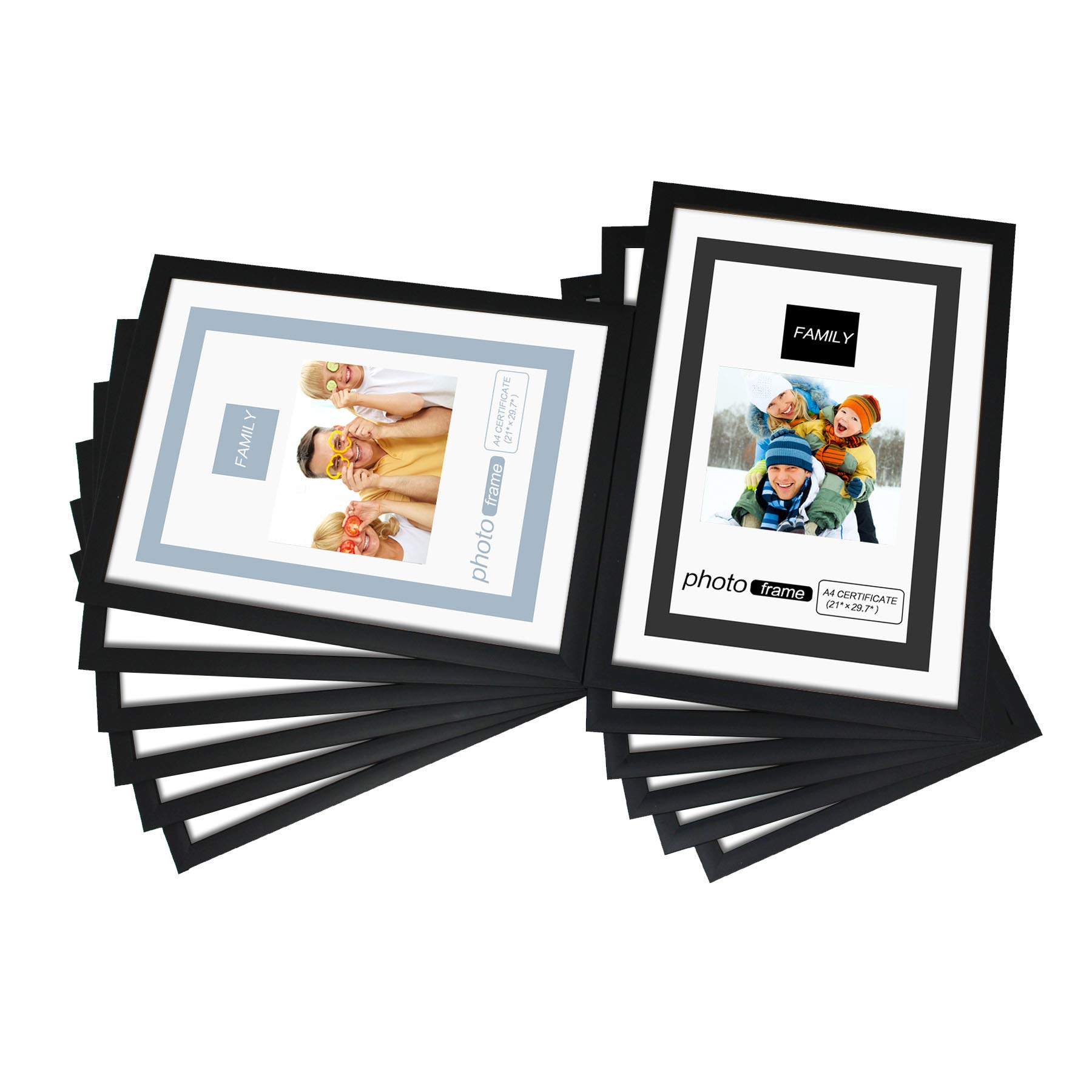 Lillyvale Black 12Pcs /White/Silver A4 Certificate Multi Photo Picture Frame Wholesale Wall Desk