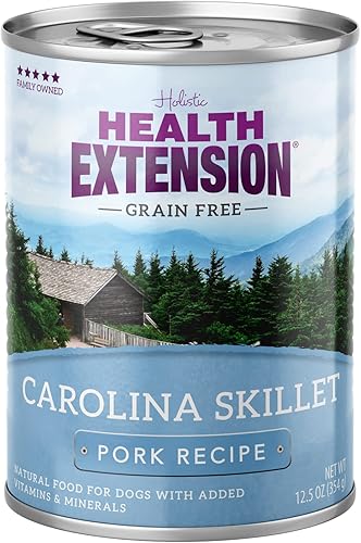 Health Extension Carolina Skillet - Receta de cerdo sin granos, comida húmeda para perros, 12.5 onzas, rica en proteínas, soporte de hidratación,