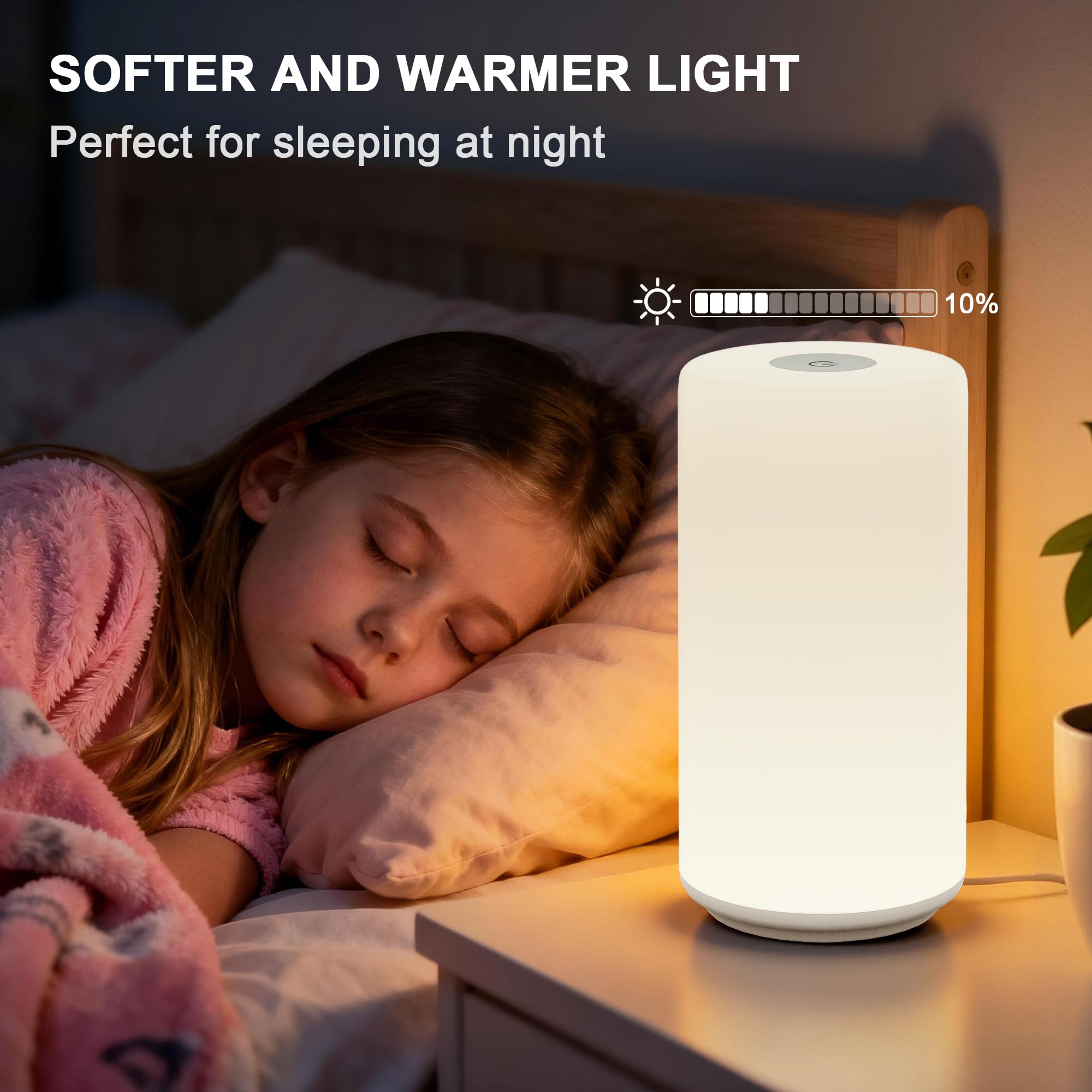 ROOTRO Touch Bedside Table Lamp, [Sleek Design & RGB Mode] 3 Way Dimmable Small Lamp for Bedroom, LED Lamp with Warm  Lights, Multi-Color Smart Nightstand Lamp for for Living Room Home Gifts