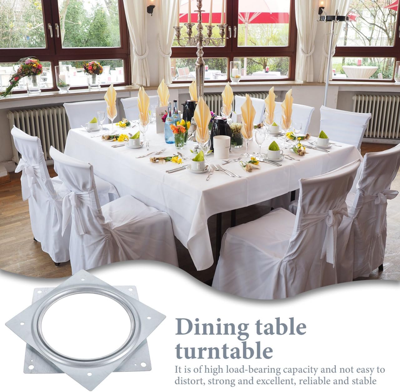 Unomor Dining Room Table Turntable Rotating Bearing Turnplate Iron Frame Easy to Install and Stable