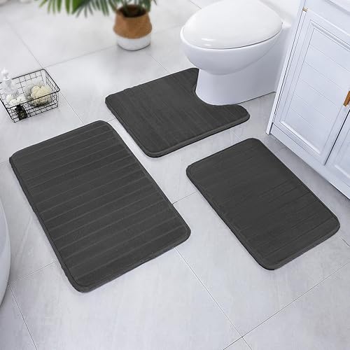 Miniatura 3 de SWEMSTAR Alfombra de baño de espuma viscoelástica, absorbente de agua, antideslizante, lavable, alfombra de ducha suave para decoración de bañera,