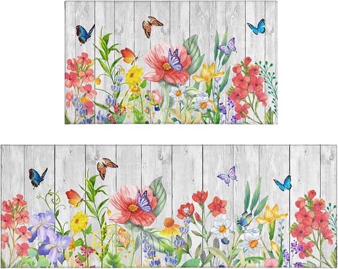 CocoBelin Spring Kitchen Rugs Set of 2,AntiSlip Washable