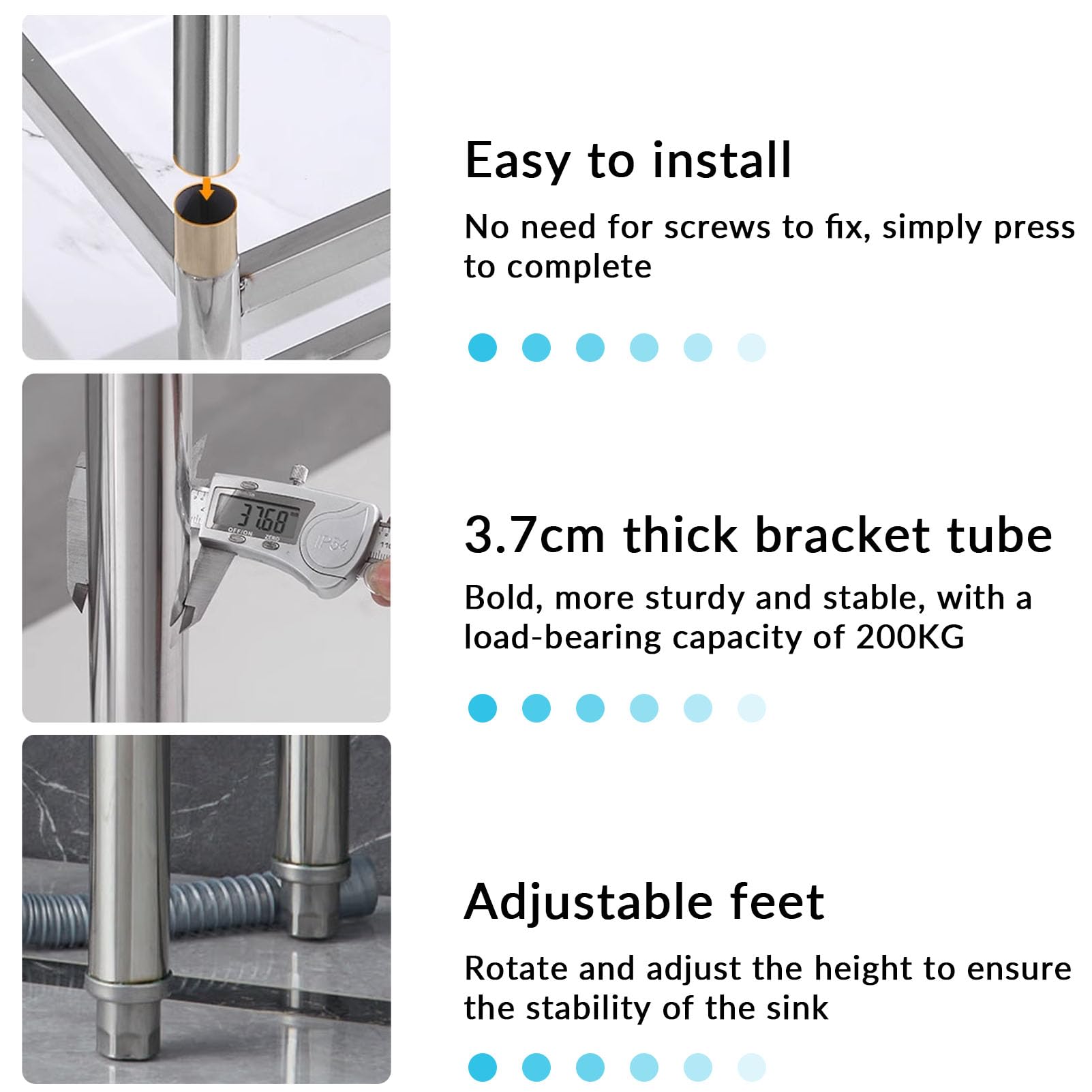 Évier de Cuisine en Acier Inoxydable - Poste de Travail extérieur autoportant avec établi et Robinet, lavabo Utilitaire pour buanderie, Garage, Jardin ou intérieur, Gain de Place