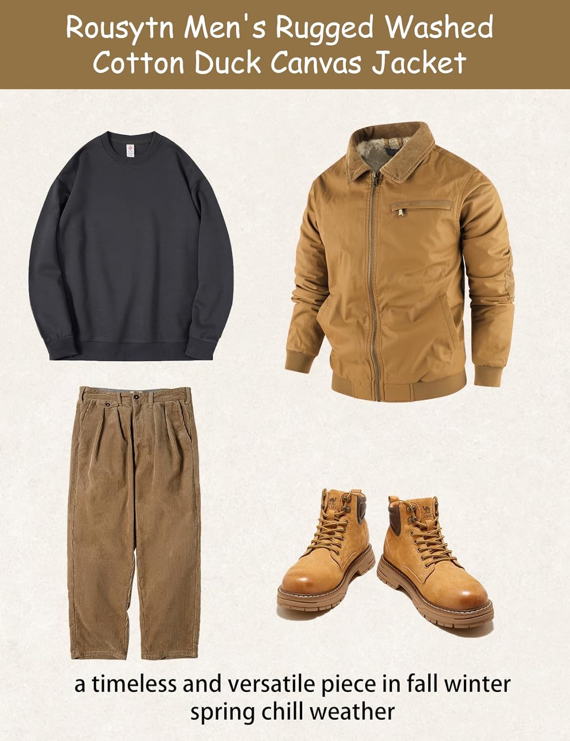 Men's Duck Detroit Jacket Sherpa Lined Waxed Cotton Winter Jackets Water Resistant Canvas Coat(BrownDuck-M) - Image 6