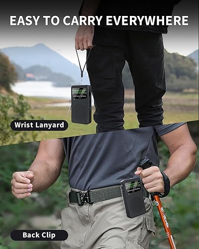 Miniatura 6 de Actualizado - Radio de bolsillo FM AM SW de 3 bandas, radios de transistor a pilas, radio de onda corta portátil con clip trasero portátil con