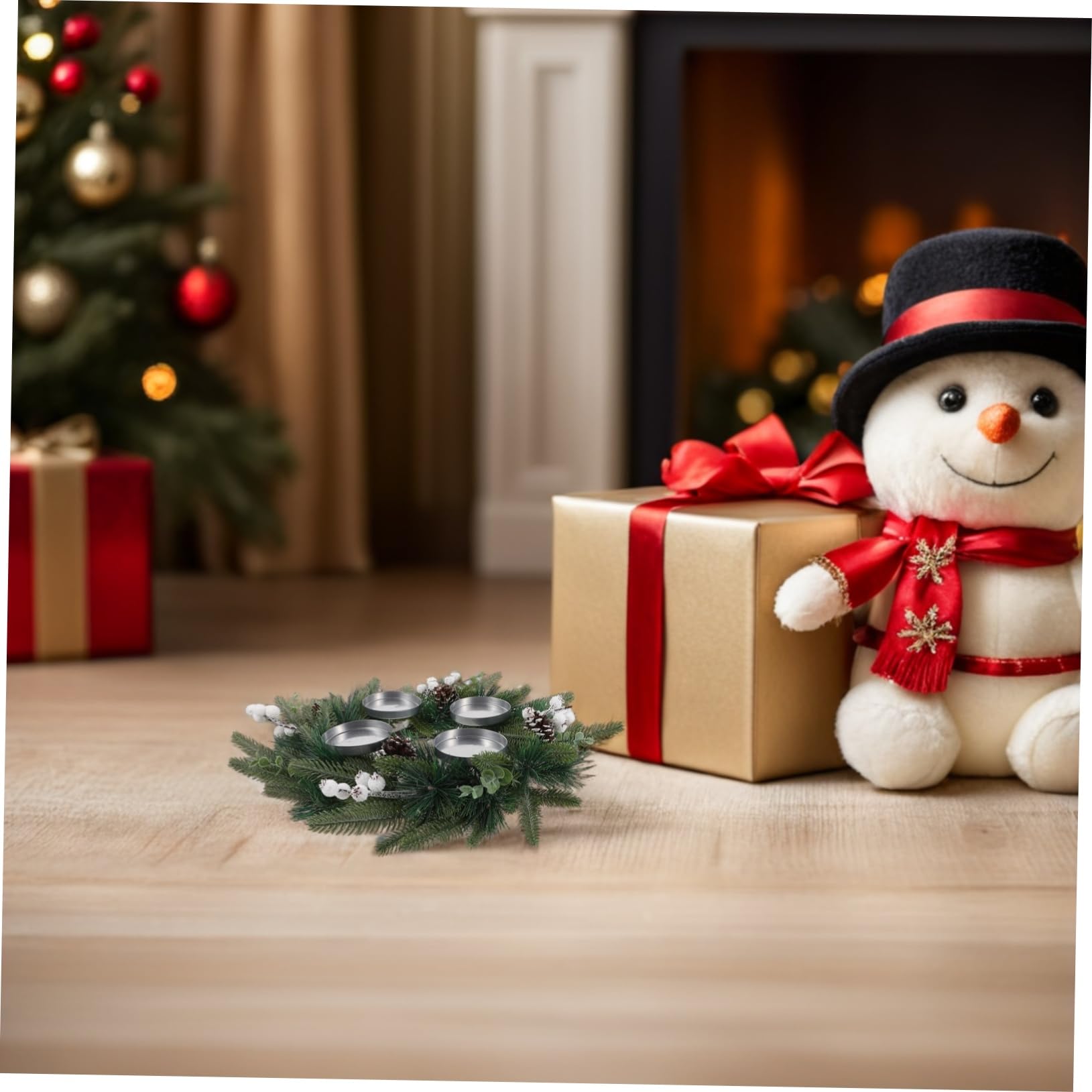 Adventskranz Künstlicher Weihnachten Kerzenhalter Mit Kiefernzapfen Beeren Festlicher Tischkranz Für Kamin Esstisch Fensterdeko Einfacher Aufbau Elegantes Design