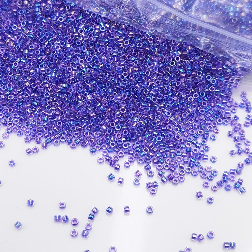 INSPIRELLE Uniform 120 Gram 12/0 (2mm) Cylinder Glass Seed Beads for Craft Jewelry Making, 24 Color-Lined Clear AB Colors - Image 7