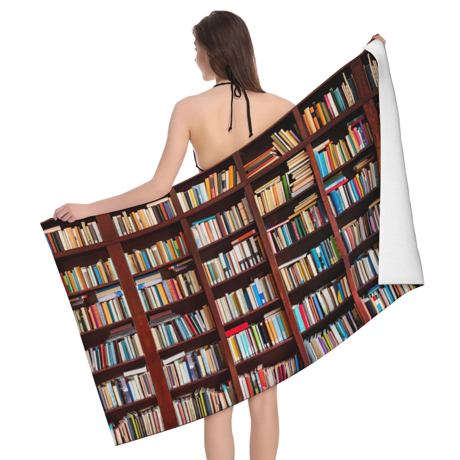 Serviette de bain microfibre imprimée livres pour voyage et plage