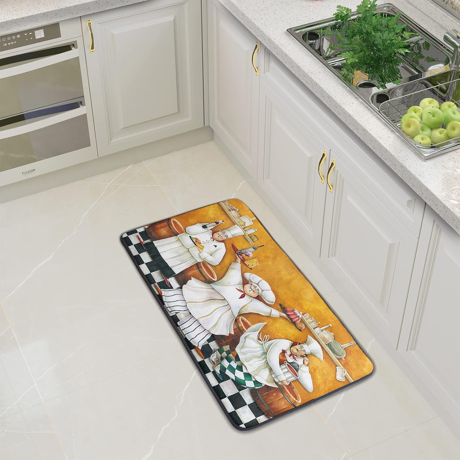 Fat Chef Kitchen Rugs and Mats Non-Skid Washable Cushioned Anti-Fatigue for Sink and Bathroom Carpet Doormat 39" X 20" Chef Kitchen Decor and Accessories