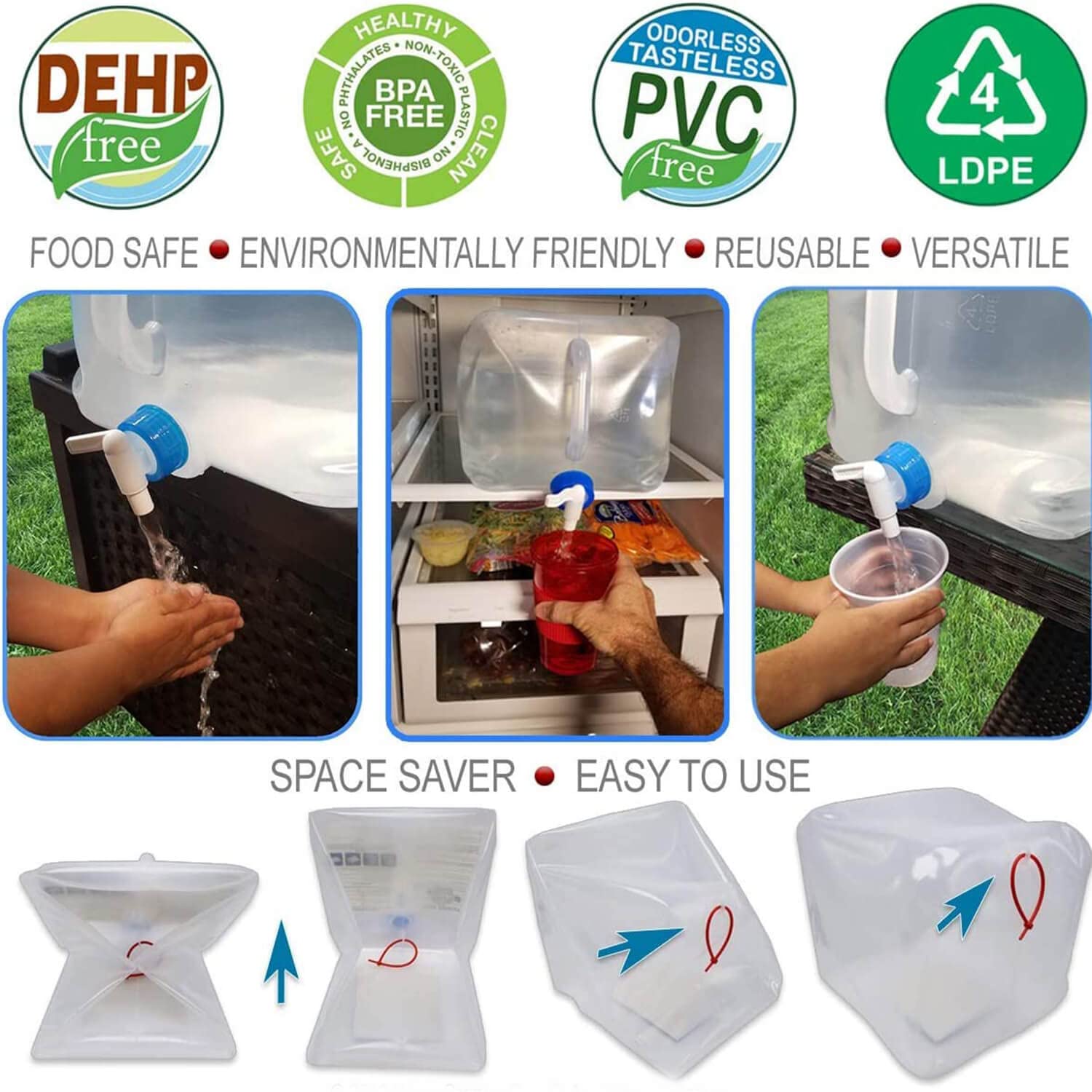 Dalephoric 4er Set Faltbare Wasserkanister 10L - BPA-frei Für Camping