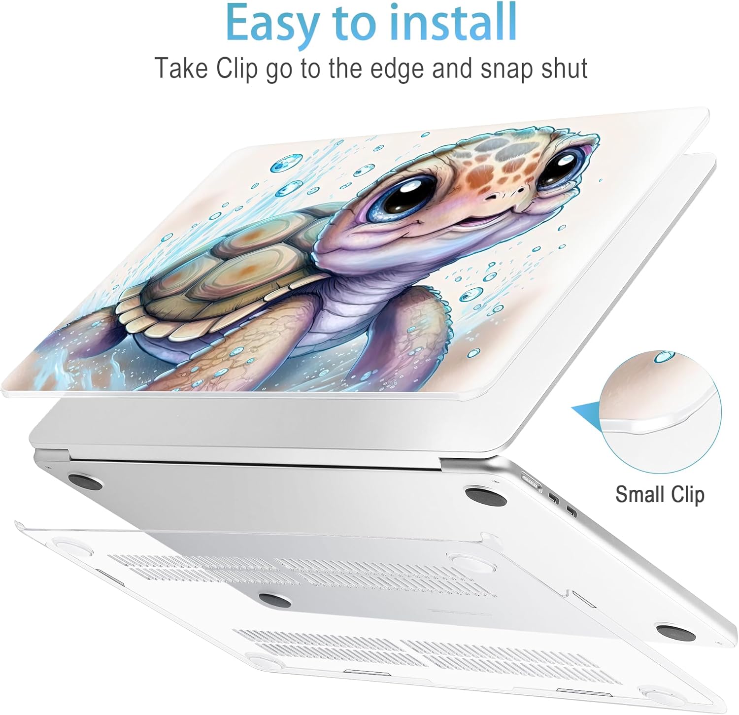 Mektron for 2024 M3 MacBook Air 13.6 Inch A3113 Case Fits 2022 2023 A2681 M2 Chip with Liquid Retina Display Touch ID, Printed Plastic Hard Shell Cover for MacBook Air 13.6", Cute Turtle - Image 4