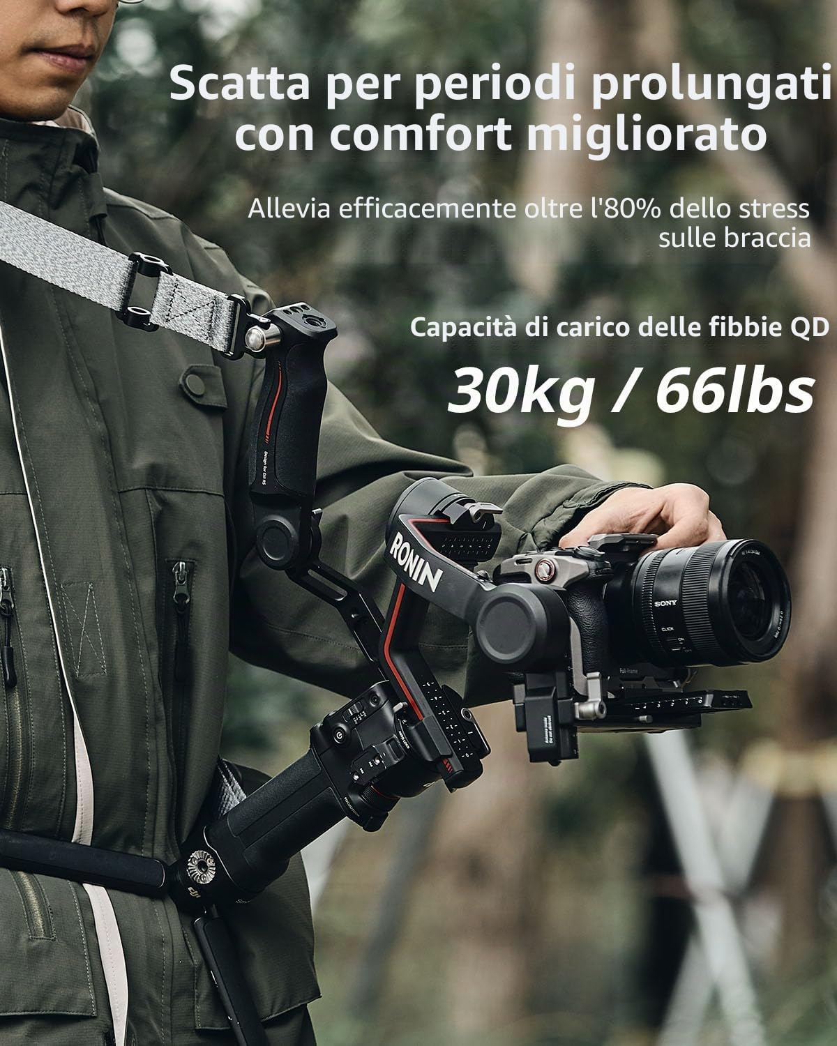 SMALLRIG Shoulder Strap Tracolla per Ridurre il Peso per DJI, Compatibile con Impugnatura a Tracolla per DJI RS 4/RS 4Pro/RS4Mini/RS3/RS 3Pro/RS3 Mini/RS2, con Fibbie a Sgancio Rapido QD - 4118C