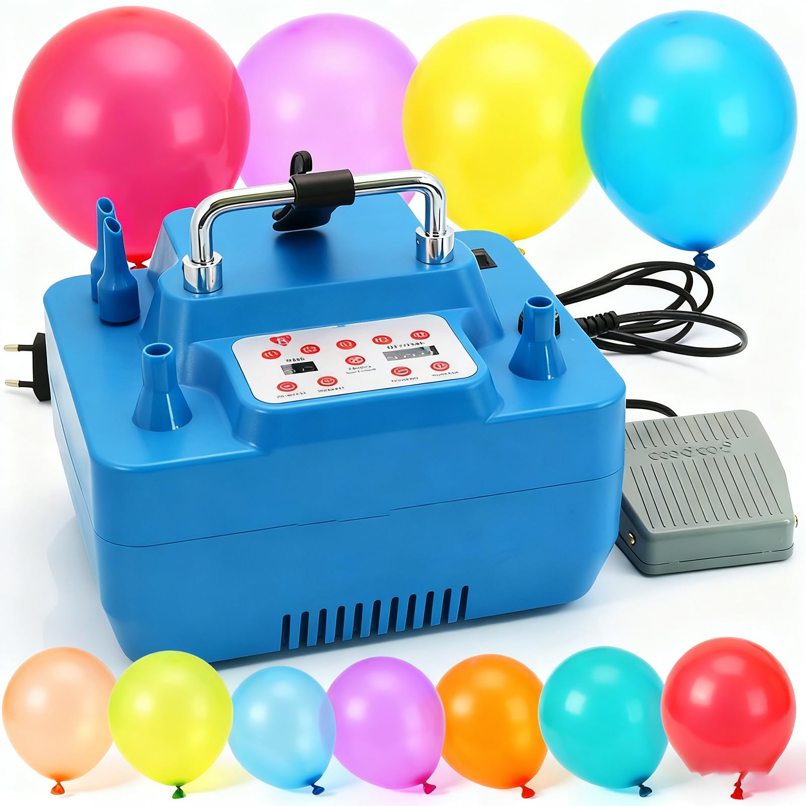 Elektryczna pompka do balonów, przenośna podwójna dysza 800 W, z timerem i pamięcią, do dekoracji balonów weselnych