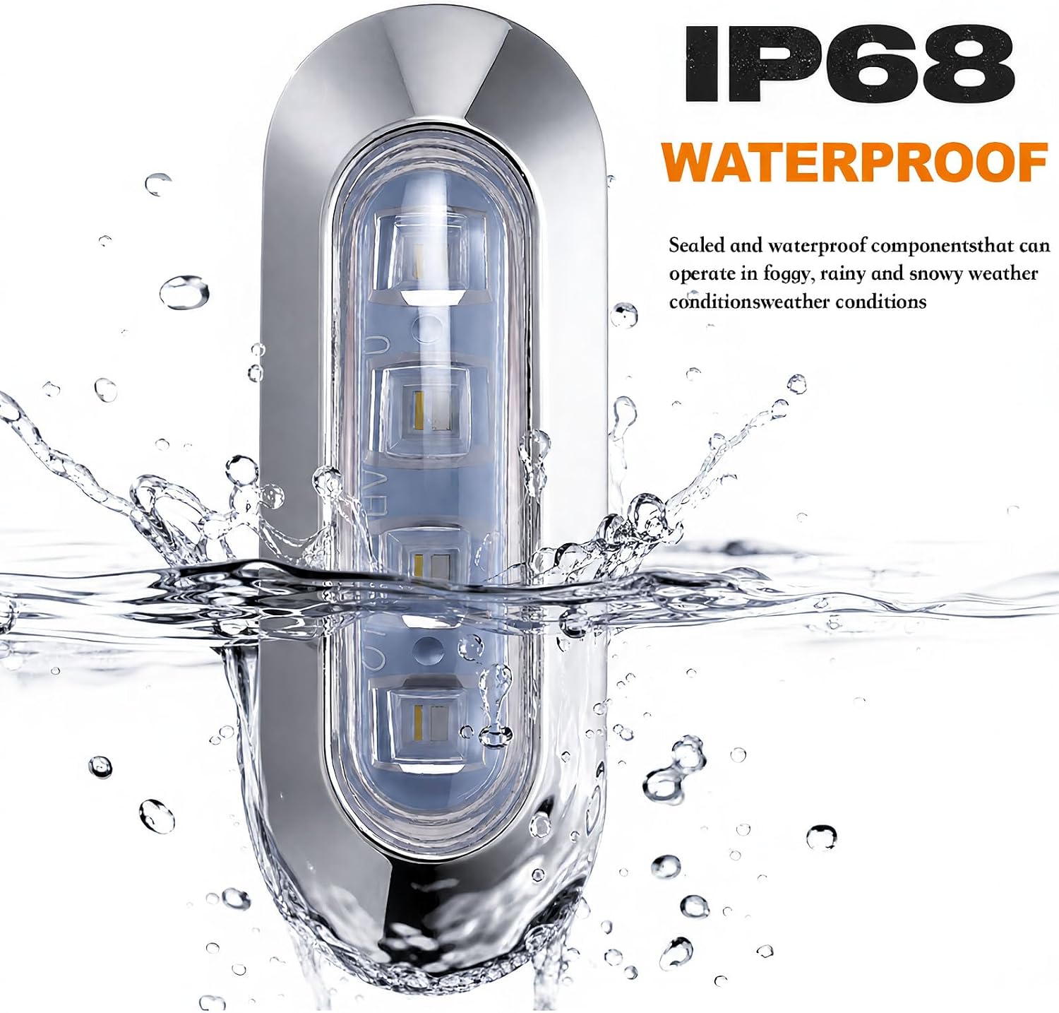6Pcs RGBW Marine Boat Interior Lights,4-color LED Boat Navigation Courtesy Cabin Deck Transom Light for Cockpit Bow and Stern, Kayak Yacht Fishing Pontoon Sailboat 12V,3.8 in,IP68 Waterproof