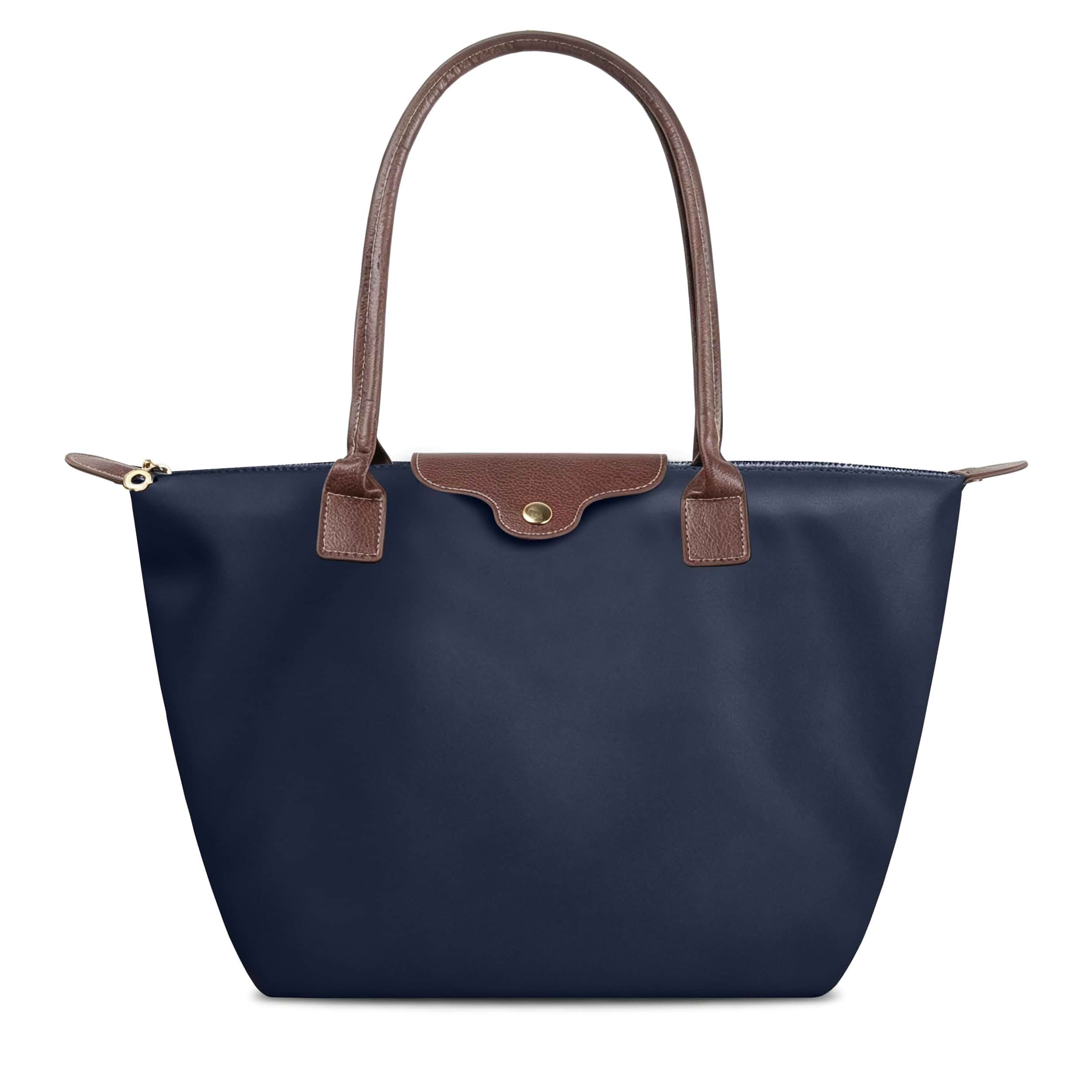 Nylon Tote Bag for Women, Foldable Work Handbag with Zipper Lightweight & waterproof shoulder bag with top handle for travel, college & daily commute