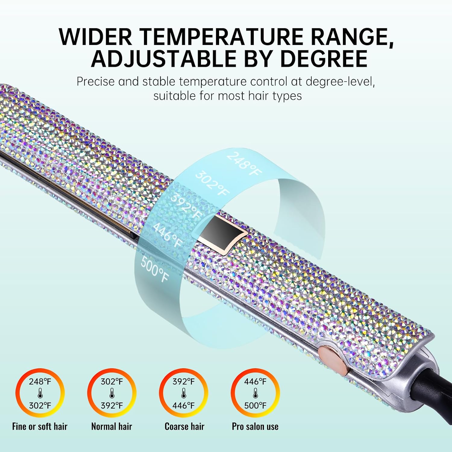 Pro Flat Iron, 2-in-1 Hair Straightener & Curler, Professional Titanium Hair Straightening Curling Wand, Fast Heating, Salon-Grade Effect, 122-500F Adjustable Temp, LED Display, UL Certified