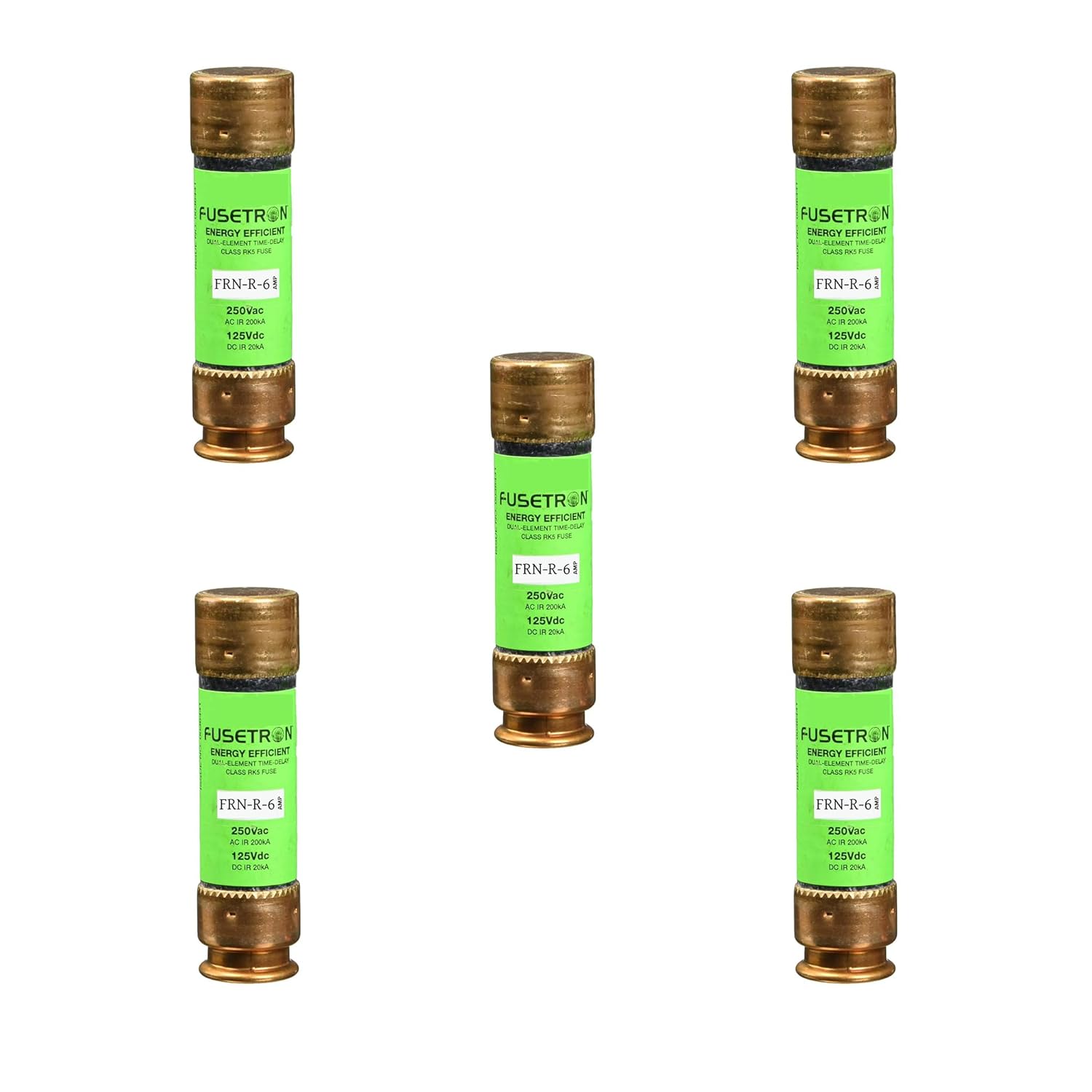 5-Pack New FRN-R-6 FRN-R-6A 250Vac Time Delay Fuse,FRN-R-6A Current Limiting Class RK5 Fuse