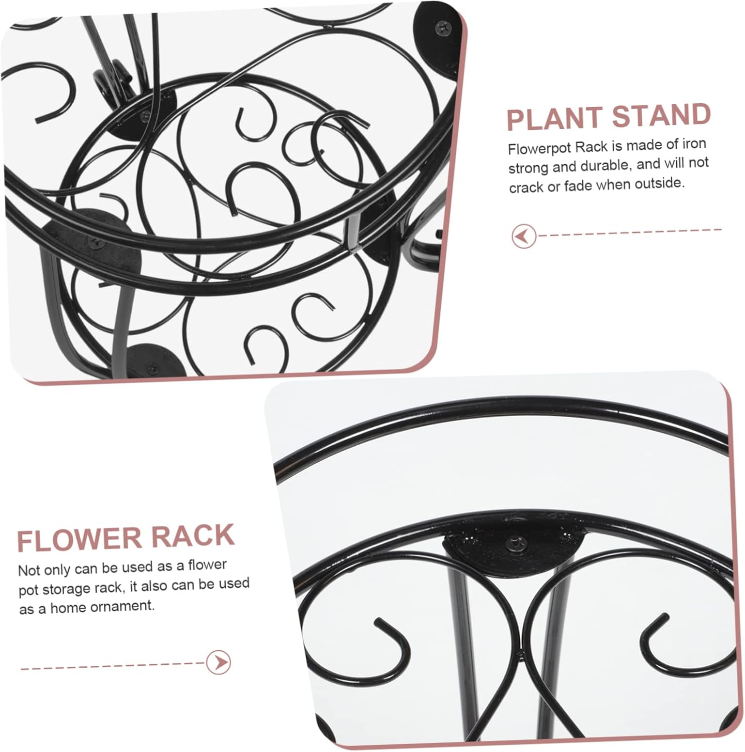 Heavy Duty Metal Plant Stand Double Layer Flower Pot Holder Elegant Flower Display Shelf for Room Garden Balcony Sturdy Smooth Finish