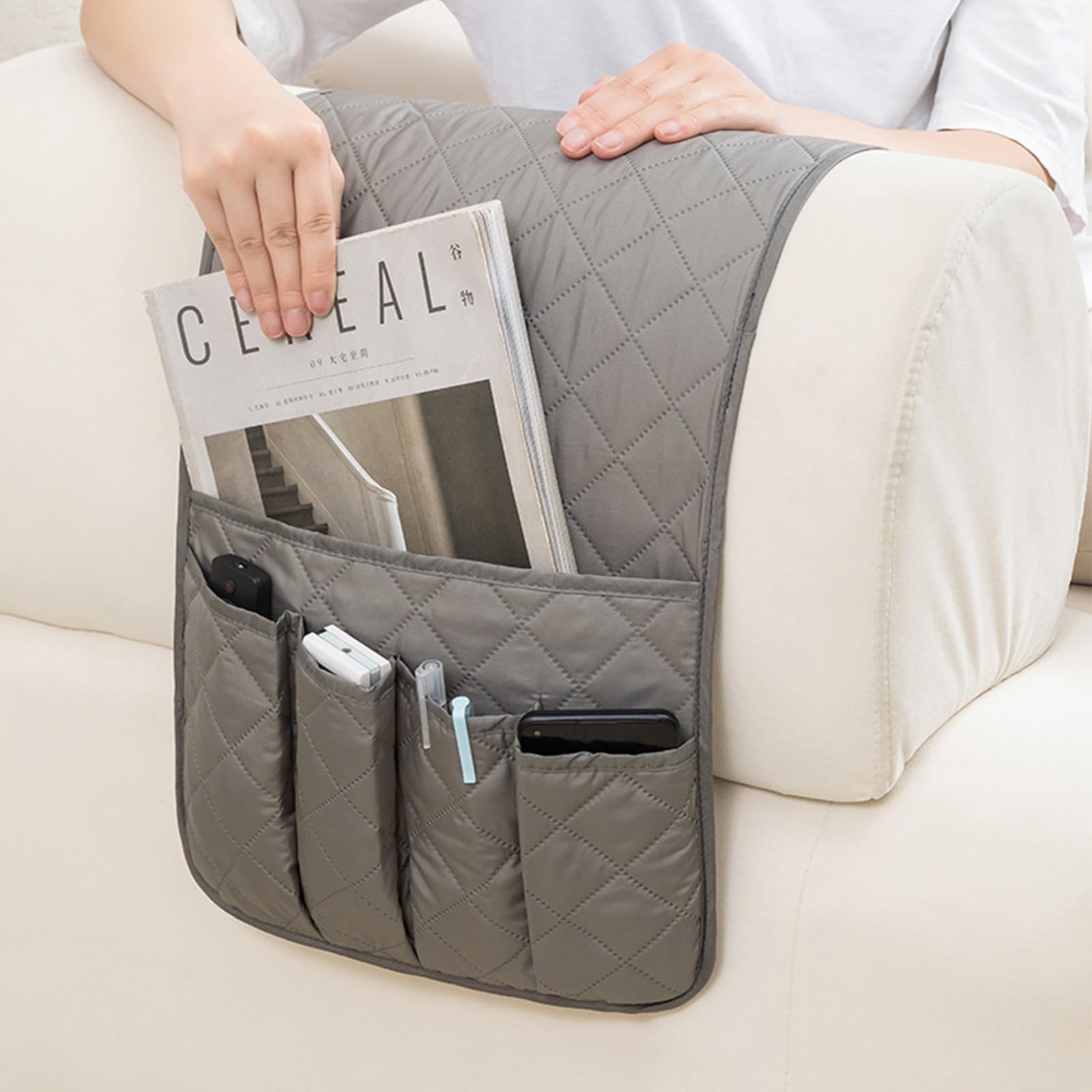 YancLife Sofa Armrest Organizer, Sofa Couch Waterproof Chair Armrest Durable Soft Caddy Organizer Holder for Phone Cellphone - Image 2