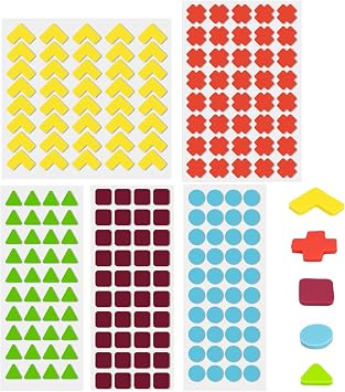 Bump Dots for Visually Impaired 200 Pcs Combo PackYellow&Red&Blue&Purple&Green - Low Vision Aids Braille Stickers Raised Tactile Dots for Elderly, Blind